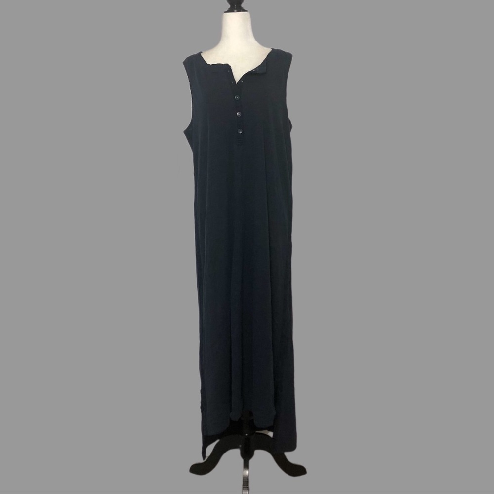 ❤️ L ❤️ NWT Anthro Dress Navy Henley Button Casual Relaxed